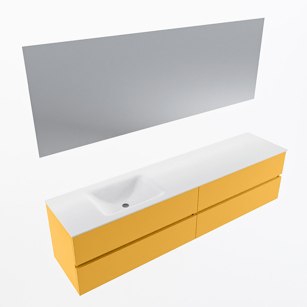 MONDIAZ VICA 200cm mueble de baño Ocher 4 cajones. Lavabo CLOUD Izquierda sin orificio color Talc con espejo LED. 6 MONDIAZ VICA 200cm mueble de baño Ocher 4 cajones. Lavabo CLOUD Izquierda sin orificio color Talc con espejo LED. - Imagen 6