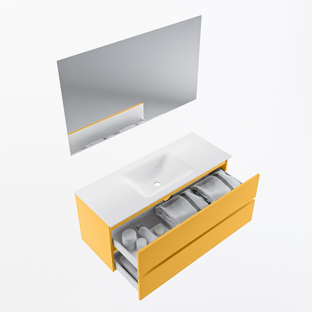 MONDIAZ VICA 120cm mueble de baño Ocher 2 cajones. Lavabo CLOUD Centro 1 orificio color Talc con espejo LED. 7 MONDIAZ VICA 120cm mueble de baño Ocher 2 cajones. Lavabo CLOUD Centro 1 orificio color Talc con espejo LED. - Imagen 7