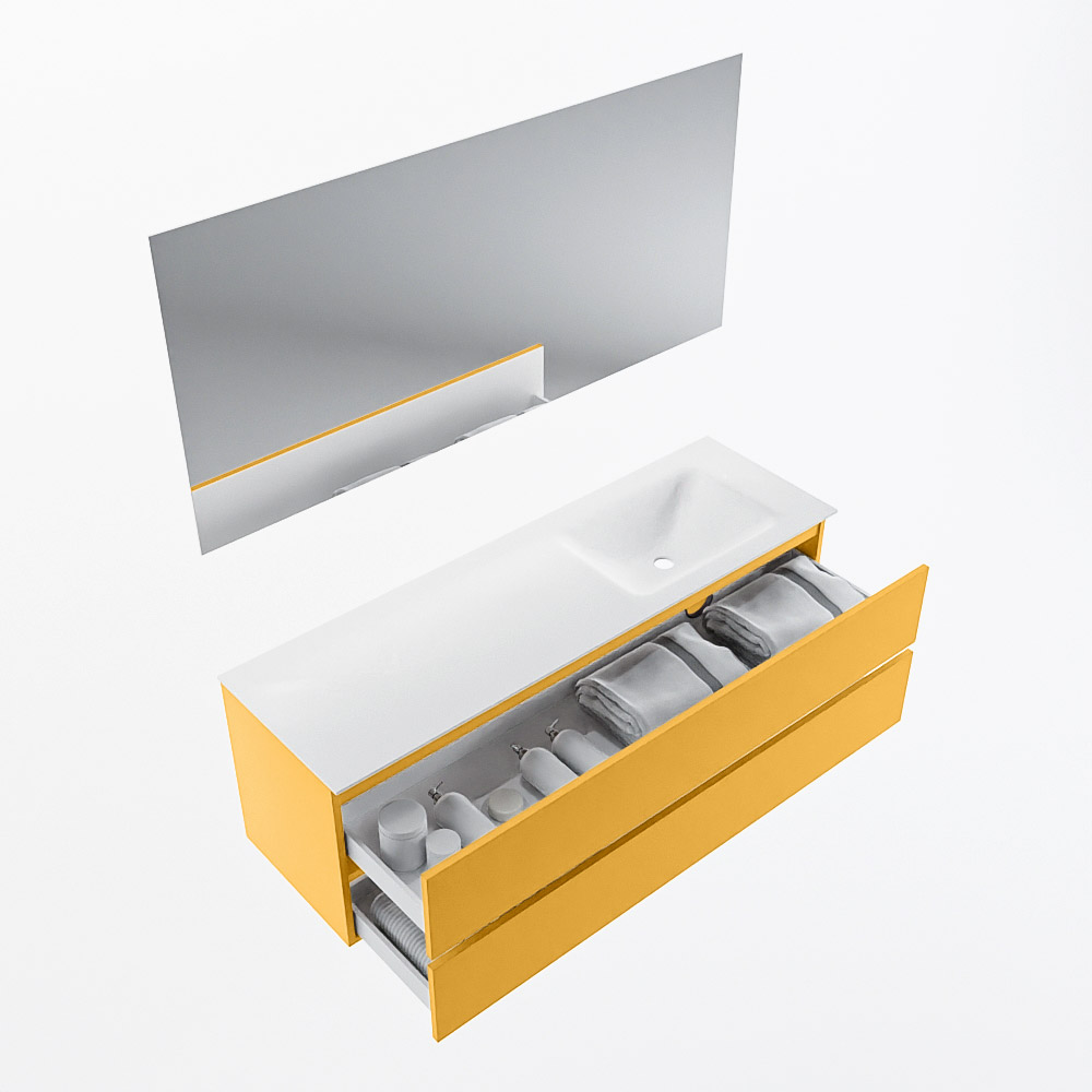 MONDIAZ VICA 150cm mueble de baño Ocher 2 cajones. Lavabo CLOUD Derecho 1 orificio color Talc con espejo LED. 7 MONDIAZ VICA 150cm mueble de baño Ocher 2 cajones. Lavabo CLOUD Derecho 1 orificio color Talc con espejo LED. - Imagen 7