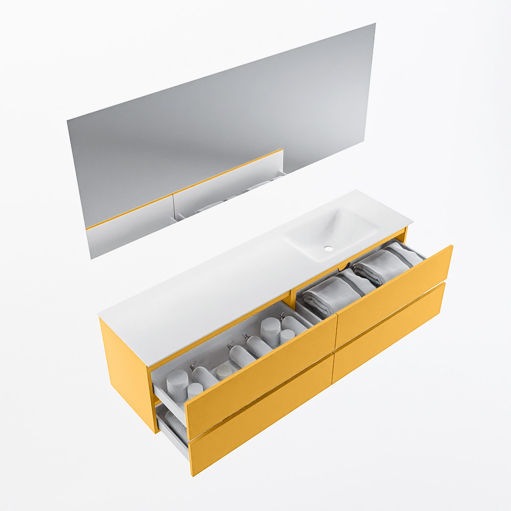 MONDIAZ VICA 180cm mueble de baño Ocher 4 cajones. Lavabo CLOUD Derecho 1 orificio color Talc con espejo LED. 7 MONDIAZ VICA 180cm mueble de baño Ocher 4 cajones. Lavabo CLOUD Derecho 1 orificio color Talc con espejo LED. - Imagen 7