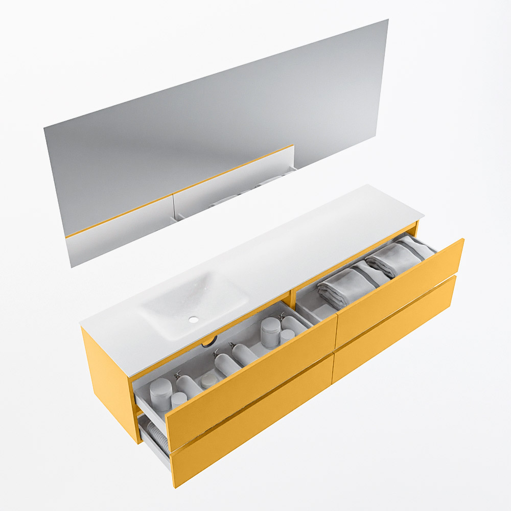 MONDIAZ VICA 200cm mueble de baño Ocher 4 cajones. Lavabo CLOUD Izquierda sin orificio color Talc con espejo LED. 7 MONDIAZ VICA 200cm mueble de baño Ocher 4 cajones. Lavabo CLOUD Izquierda sin orificio color Talc con espejo LED. - Imagen 7