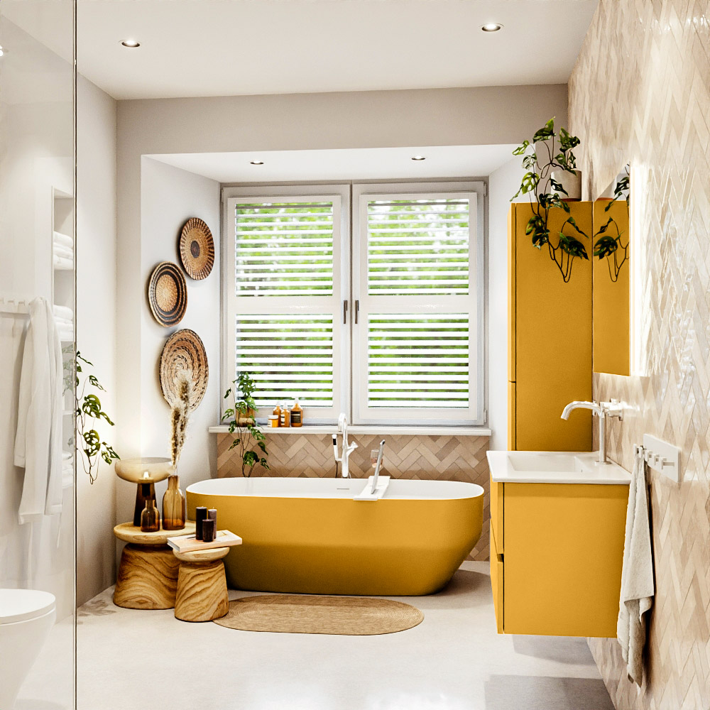 MONDIAZ VICA 80cm mueble de baño Ocher 2 cajones. Lavabo DENIA Centro 1 orificio, color Blanco brillo. - Imagen 3