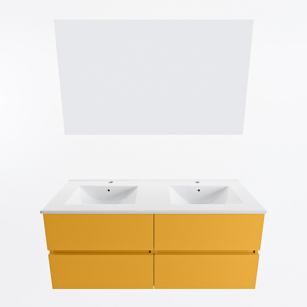 MONDIAZ VICA 120cm mueble de baño Ocher 4 cajones. Lavabo DENIA Doble 2 orificios color Blanco brillo con espejo LED. 5 MONDIAZ VICA 120cm mueble de baño Ocher 4 cajones. Lavabo DENIA Doble 2 orificios color Blanco brillo con espejo LED. - Imagen 5