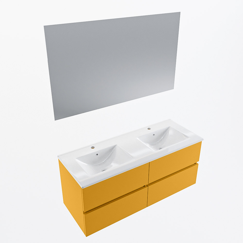 MONDIAZ VICA 120cm mueble de baño Ocher 4 cajones. Lavabo DENIA Doble 2 orificios color Blanco brillo con espejo LED. 6 MONDIAZ VICA 120cm mueble de baño Ocher 4 cajones. Lavabo DENIA Doble 2 orificios color Blanco brillo con espejo LED. - Imagen 6