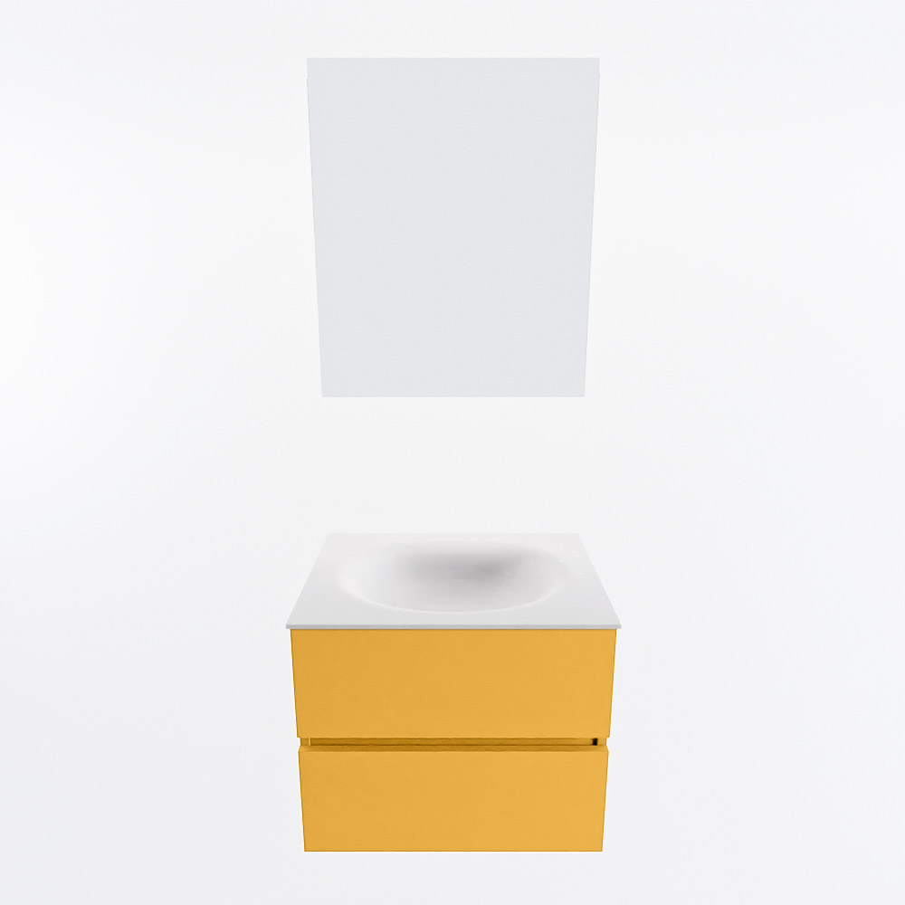 MONDIAZ VICA 60cm mueble de baño Ocher 2 cajones. Lavabo MOON Centro 1 orificio color Talc con espejo LED. 5 MONDIAZ VICA 60cm mueble de baño Ocher 2 cajones. Lavabo MOON Centro 1 orificio color Talc con espejo LED. - Imagen 5