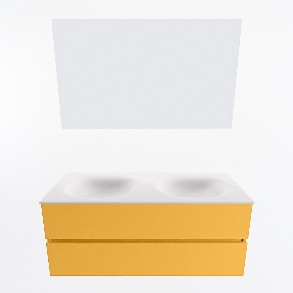 MONDIAZ VICA 120cm mueble de baño Ocher 2 cajones. Lavabo MOON Doble sin orificio color Talc con espejo LED. 5 MONDIAZ VICA 120cm mueble de baño Ocher 2 cajones. Lavabo MOON Doble sin orificio color Talc con espejo LED. - Imagen 5