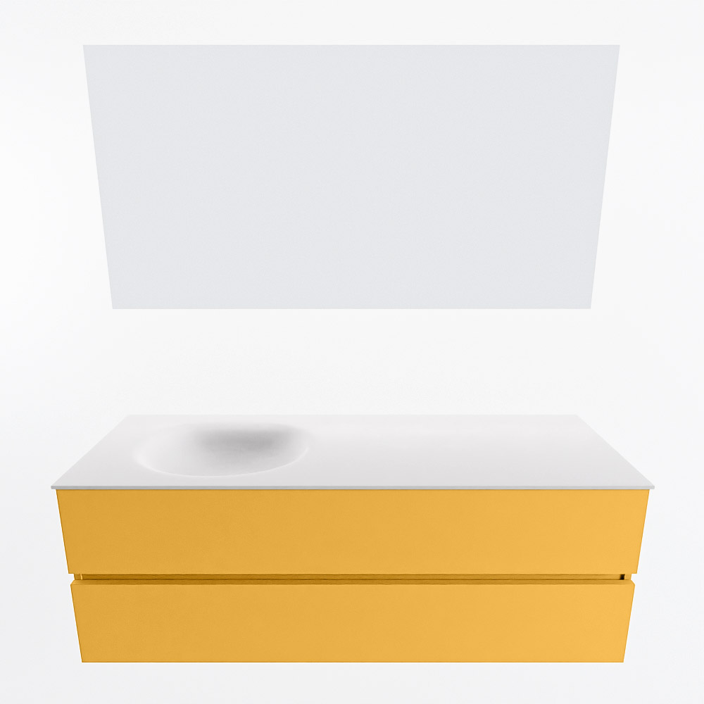 MONDIAZ VICA 140cm mueble de baño Ocher 2 cajones. Lavabo MOON Izquierda sin orificio color Talc con espejo LED. 5 MONDIAZ VICA 140cm mueble de baño Ocher 2 cajones. Lavabo MOON Izquierda sin orificio color Talc con espejo LED. - Imagen 5