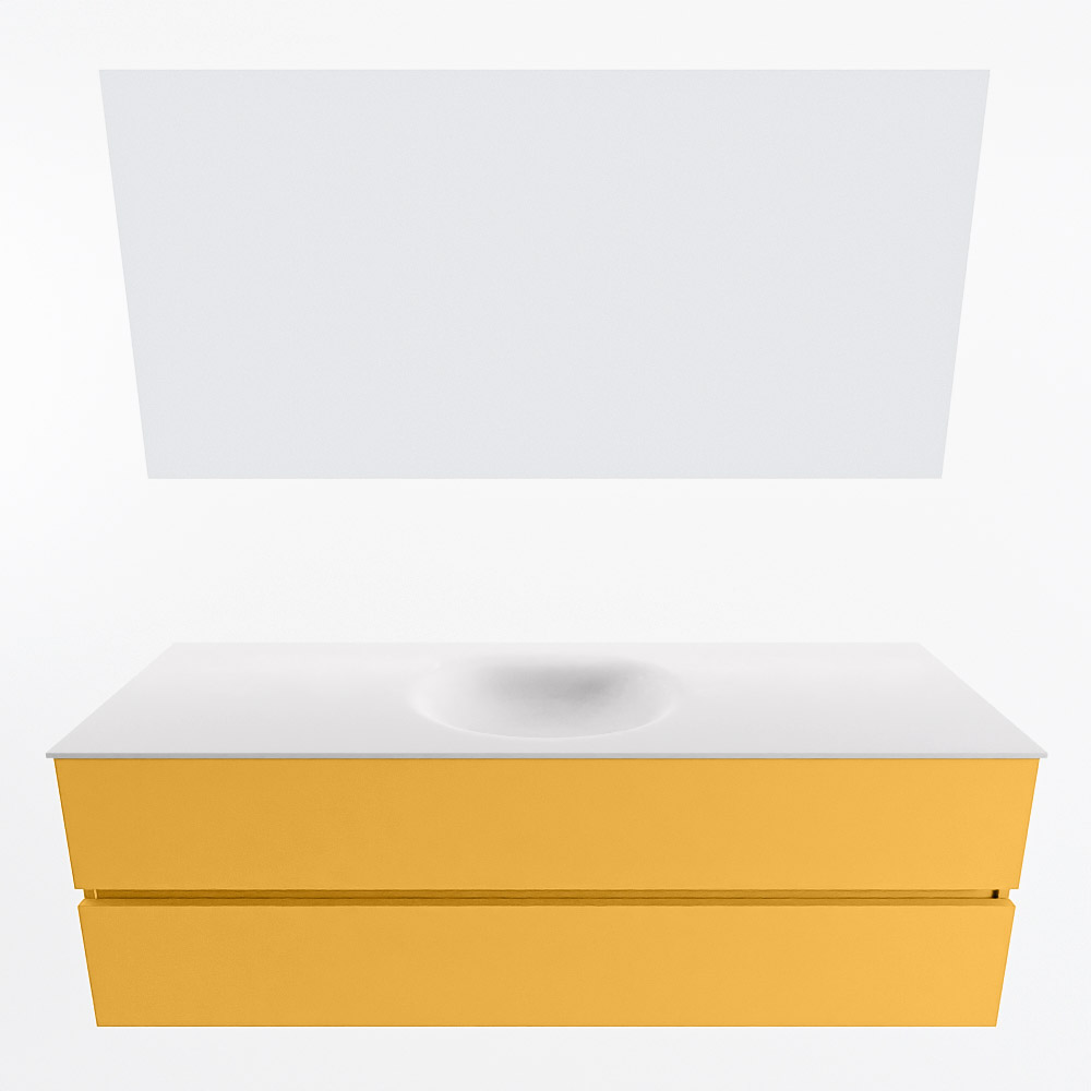MONDIAZ VICA 150cm mueble de baño Ocher 2 cajones. Lavabo MOON Centro 1 orificio color Talc con espejo LED. 5 MONDIAZ VICA 150cm mueble de baño Ocher 2 cajones. Lavabo MOON Centro 1 orificio color Talc con espejo LED. - Imagen 5