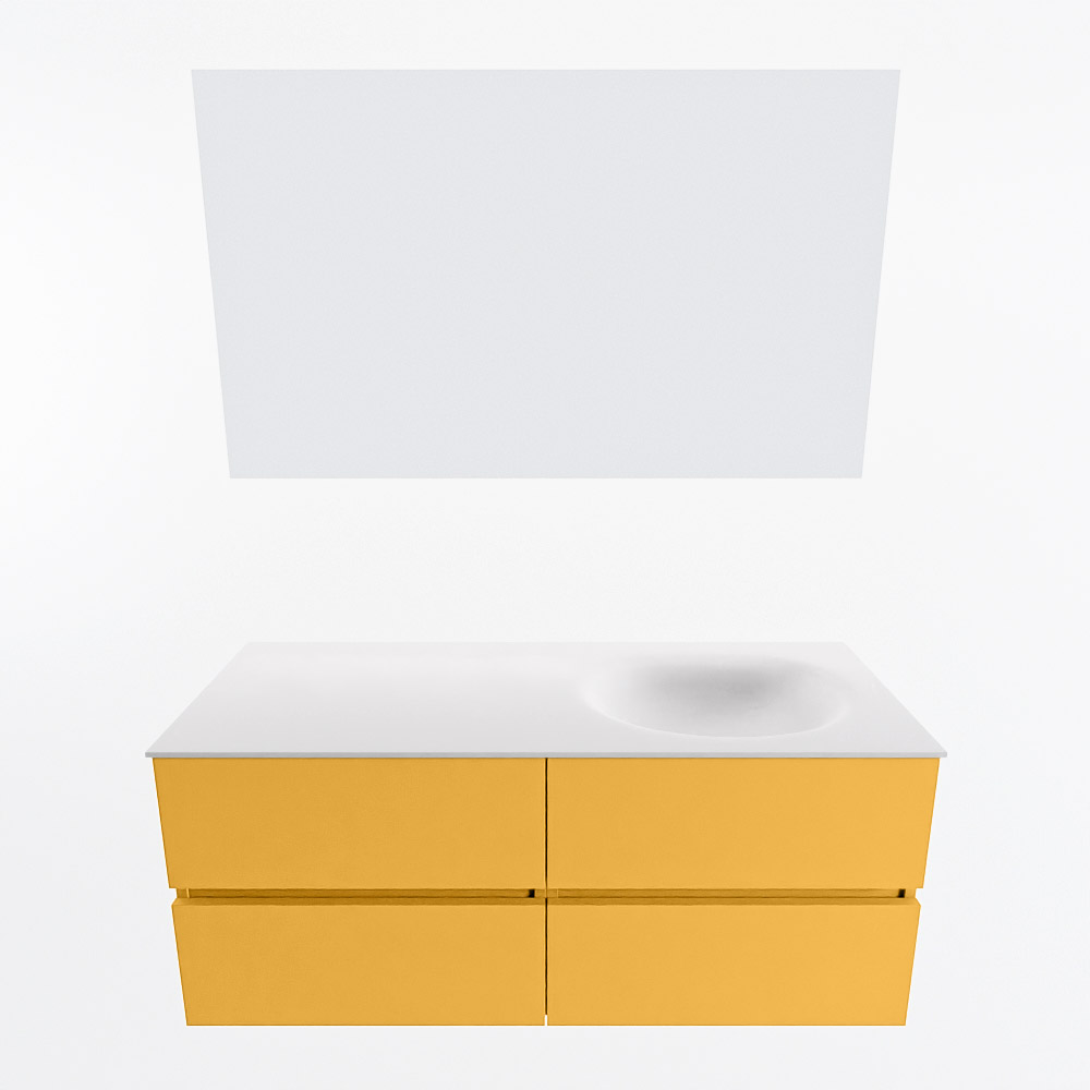 MONDIAZ VICA 120cm mueble de baño Ocher 4 cajones. Lavabo MOON Derecho 1 orificio color Talc con espejo LED. 5 MONDIAZ VICA 120cm mueble de baño Ocher 4 cajones. Lavabo MOON Derecho 1 orificio color Talc con espejo LED. - Imagen 5