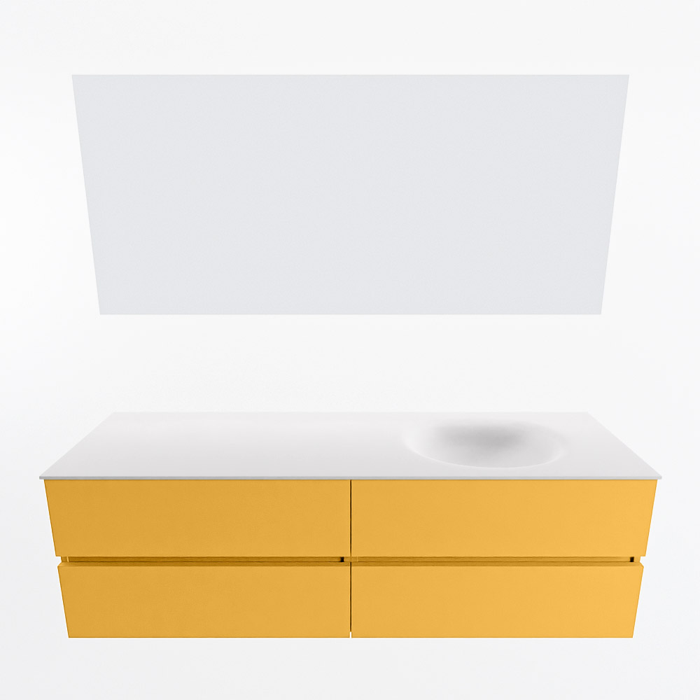 MONDIAZ VICA 160cm mueble de baño Ocher 4 cajones. Lavabo MOON Derecho sin orificio color Talc con espejo LED. 5 MONDIAZ VICA 160cm mueble de baño Ocher 4 cajones. Lavabo MOON Derecho sin orificio color Talc con espejo LED. - Imagen 5