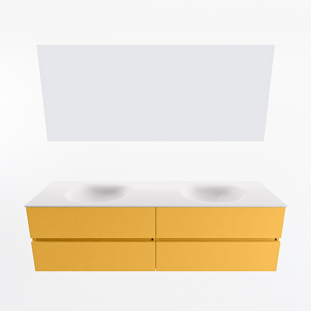 MONDIAZ VICA 170cm mueble de baño Ocher 4 cajones. Lavabo MOON Doble sin orificio color Talc con espejo LED. 5 MONDIAZ VICA 170cm mueble de baño Ocher 4 cajones. Lavabo MOON Doble sin orificio color Talc con espejo LED. - Imagen 5