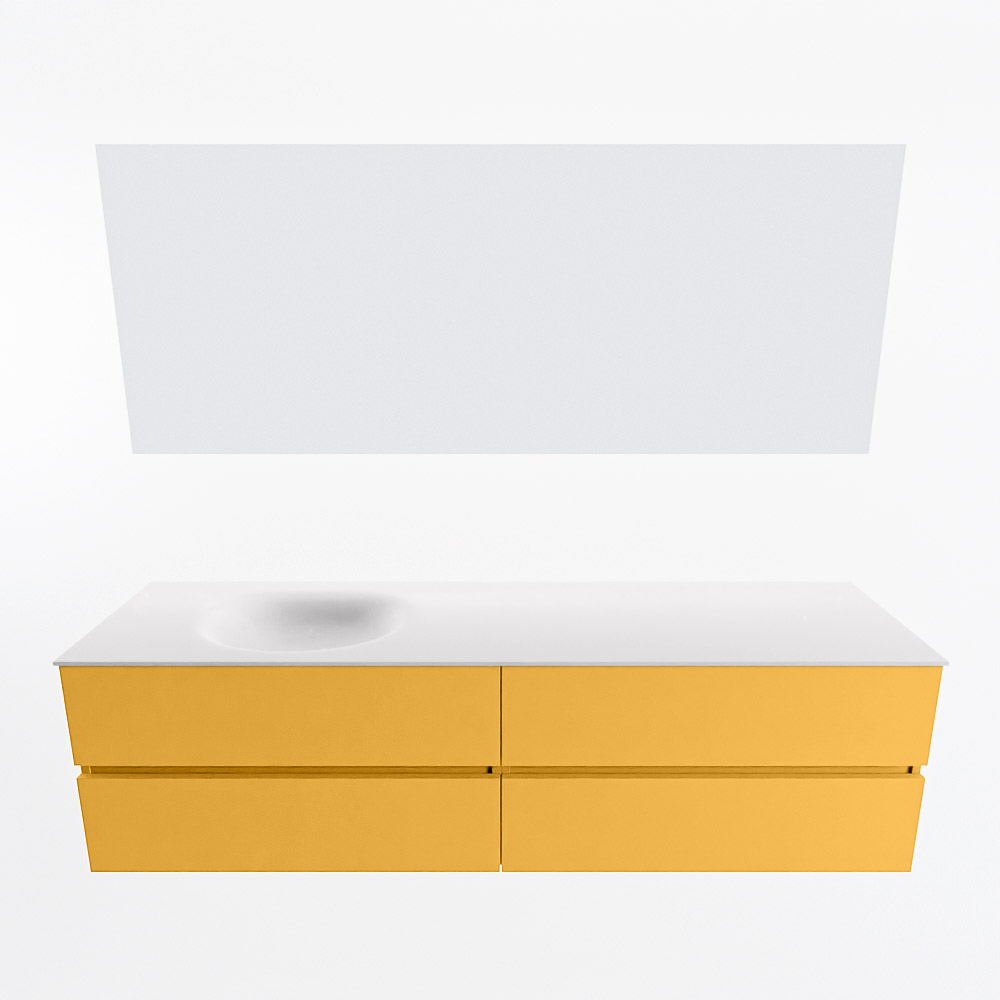 MONDIAZ VICA 180cm mueble de baño Ocher 4 cajones. Lavabo MOON Izquierda sin orificio color Talc con espejo LED. 5 MONDIAZ VICA 180cm mueble de baño Ocher 4 cajones. Lavabo MOON Izquierda sin orificio color Talc con espejo LED. - Imagen 5
