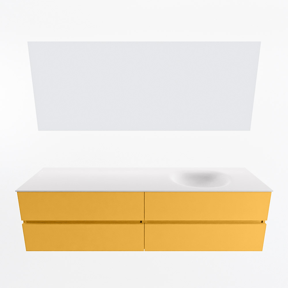 MONDIAZ VICA 180cm mueble de baño Ocher 4 cajones. Lavabo MOON Derecho sin orificio color Talc con espejo LED. 5 MONDIAZ VICA 180cm mueble de baño Ocher 4 cajones. Lavabo MOON Derecho sin orificio color Talc con espejo LED. - Imagen 5