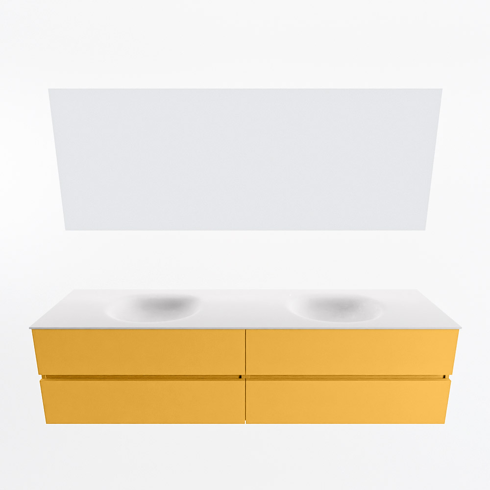 MONDIAZ VICA 190cm mueble de baño Ocher 4 cajones. Lavabo MOON Doble 2 orificios color Talc con espejo LED. 5 MONDIAZ VICA 190cm mueble de baño Ocher 4 cajones. Lavabo MOON Doble 2 orificios color Talc con espejo LED. - Imagen 5
