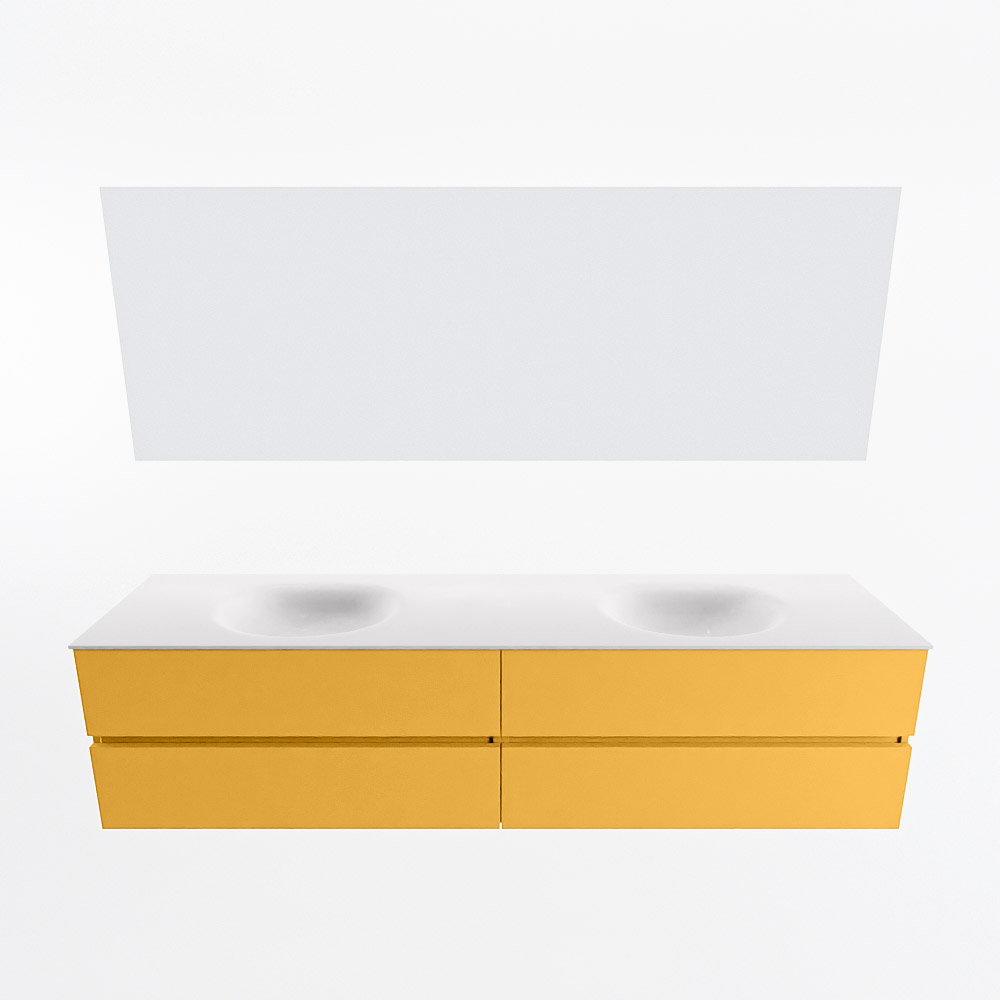 MONDIAZ VICA 200cm mueble de baño Ocher 4 cajones. Lavabo MOON Doble sin orificio color Talc con espejo LED. 5 MONDIAZ VICA 200cm mueble de baño Ocher 4 cajones. Lavabo MOON Doble sin orificio color Talc con espejo LED. - Imagen 5