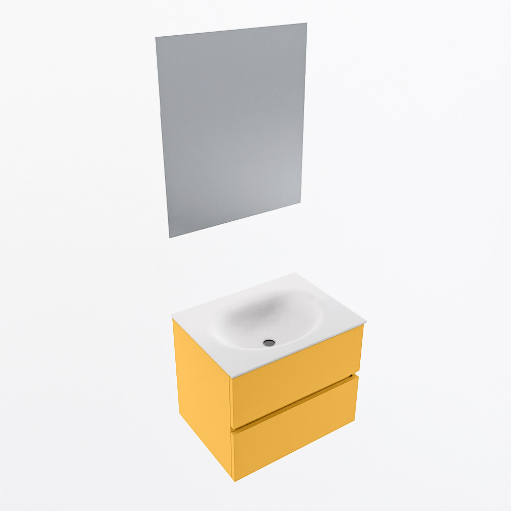 MONDIAZ VICA 60cm mueble de baño Ocher 2 cajones. Lavabo MOON Centro 1 orificio color Talc con espejo LED. 6 MONDIAZ VICA 60cm mueble de baño Ocher 2 cajones. Lavabo MOON Centro 1 orificio color Talc con espejo LED. - Imagen 6