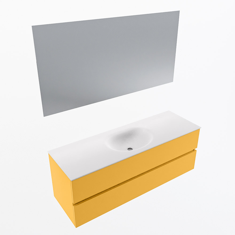 MONDIAZ VICA 140cm mueble de baño Ocher 2 cajones. Lavabo MOON Centro sin orificio color Talc con espejo LED. 6 MONDIAZ VICA 140cm mueble de baño Ocher 2 cajones. Lavabo MOON Centro sin orificio color Talc con espejo LED. - Imagen 6