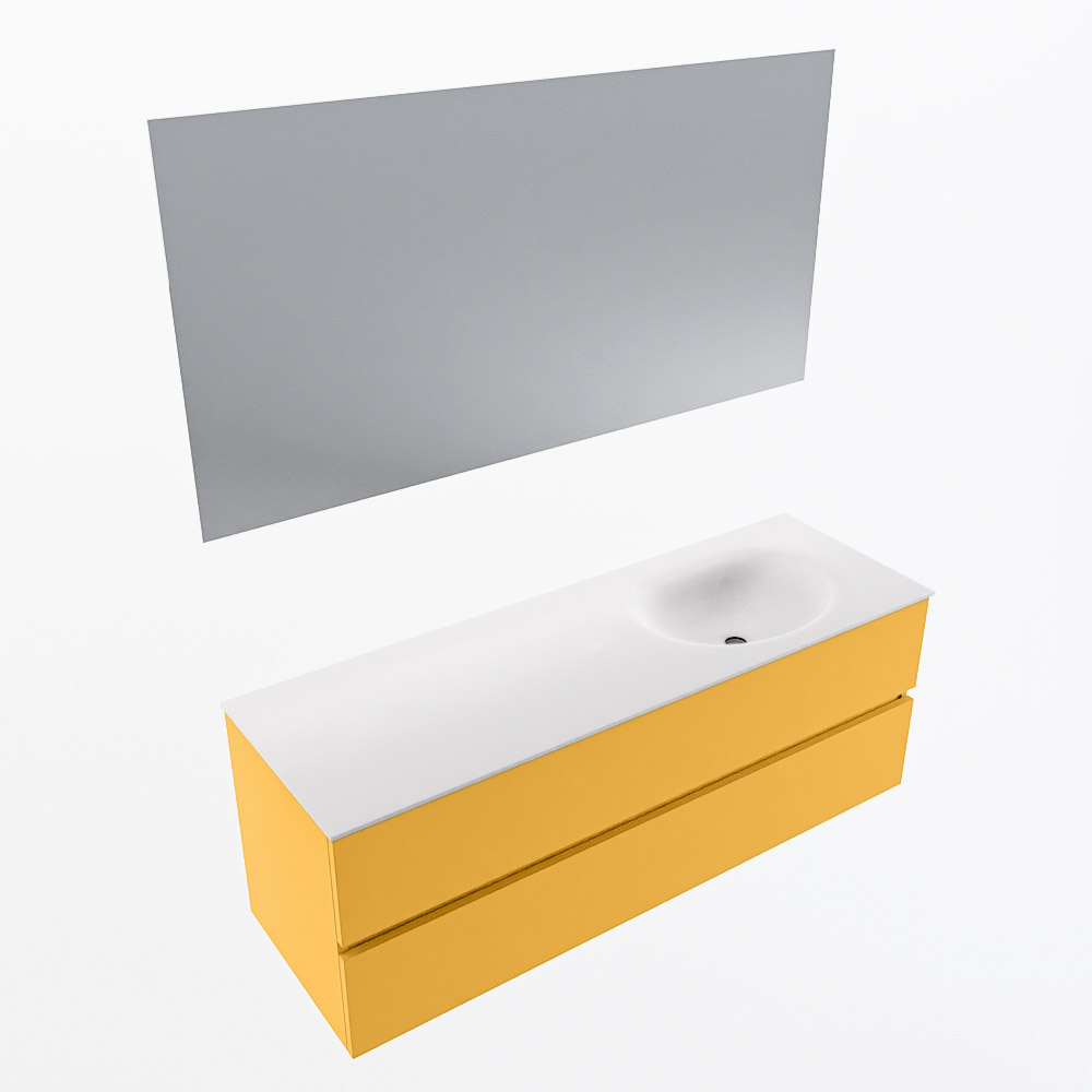 MONDIAZ VICA 140cm mueble de baño Ocher 2 cajones. Lavabo MOON Derecho sin orificio color Talc con espejo LED. 6 MONDIAZ VICA 140cm mueble de baño Ocher 2 cajones. Lavabo MOON Derecho sin orificio color Talc con espejo LED. - Imagen 6
