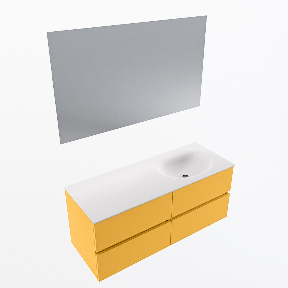 MONDIAZ VICA 120cm mueble de baño Ocher 4 cajones. Lavabo MOON Derecho 1 orificio color Talc con espejo LED. 6 MONDIAZ VICA 120cm mueble de baño Ocher 4 cajones. Lavabo MOON Derecho 1 orificio color Talc con espejo LED. - Imagen 6