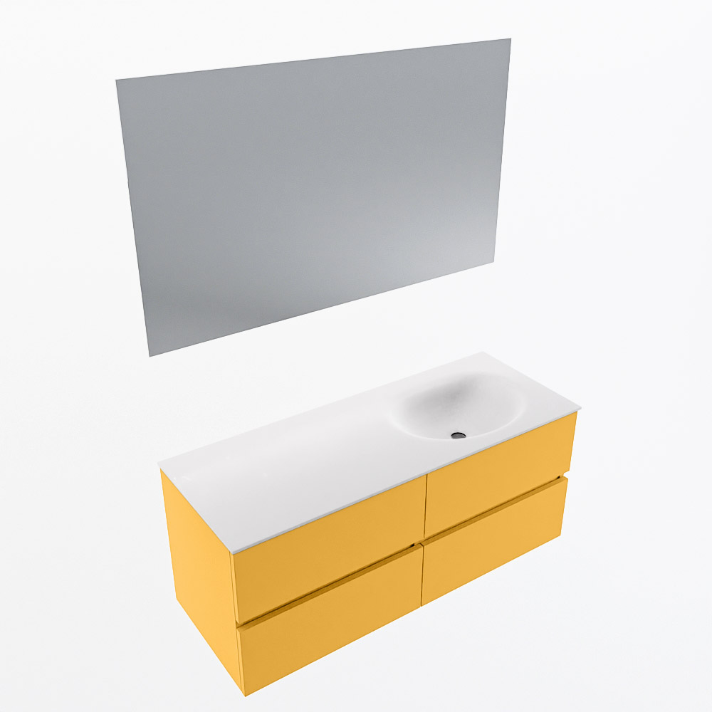 MONDIAZ VICA 120cm mueble de baño Ocher 4 cajones. Lavabo MOON Derecho sin orificio color Talc con espejo LED. 6 MONDIAZ VICA 120cm mueble de baño Ocher 4 cajones. Lavabo MOON Derecho sin orificio color Talc con espejo LED. - Imagen 6