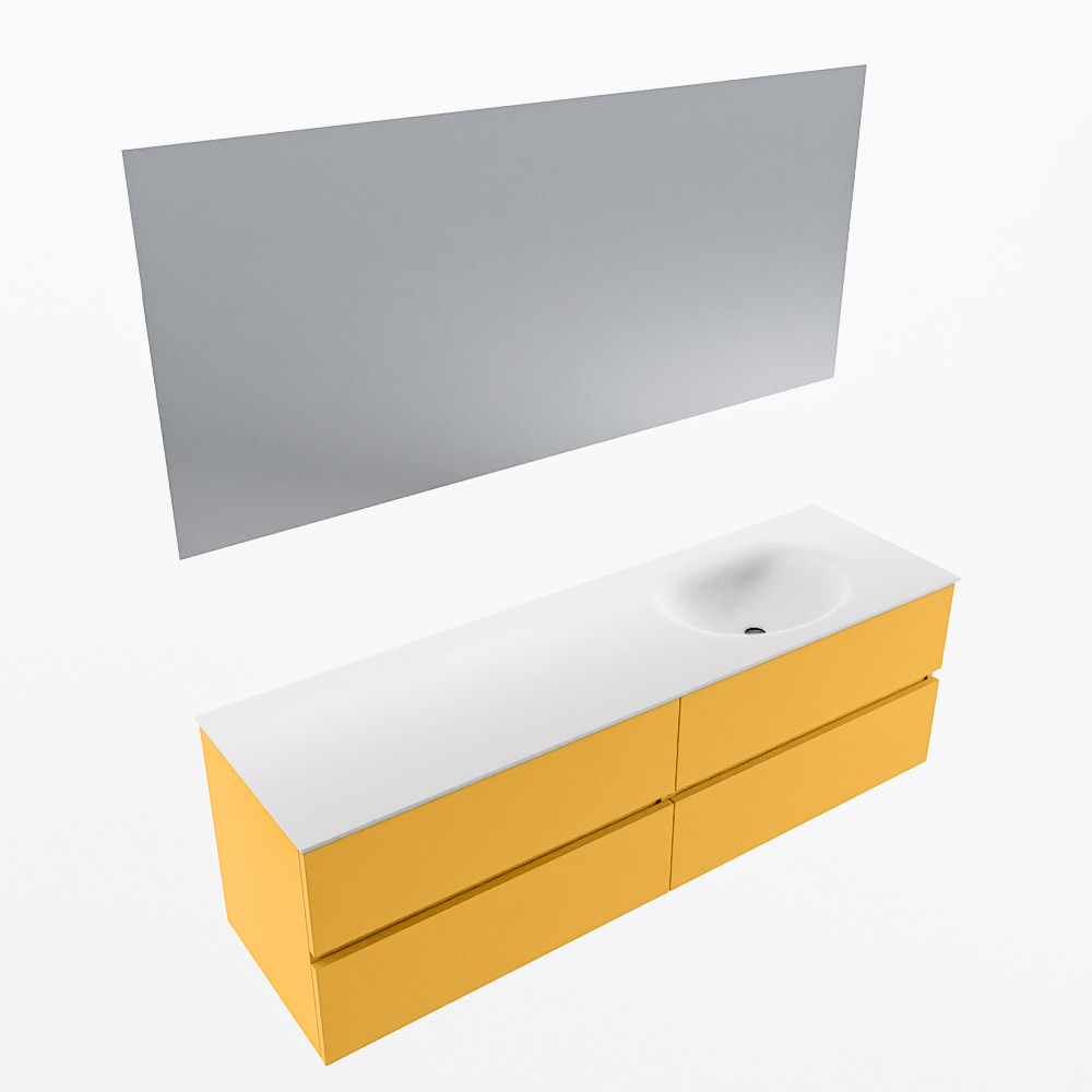 MONDIAZ VICA 160cm mueble de baño Ocher 4 cajones. Lavabo MOON Derecho sin orificio color Talc con espejo LED. 6 MONDIAZ VICA 160cm mueble de baño Ocher 4 cajones. Lavabo MOON Derecho sin orificio color Talc con espejo LED. - Imagen 6