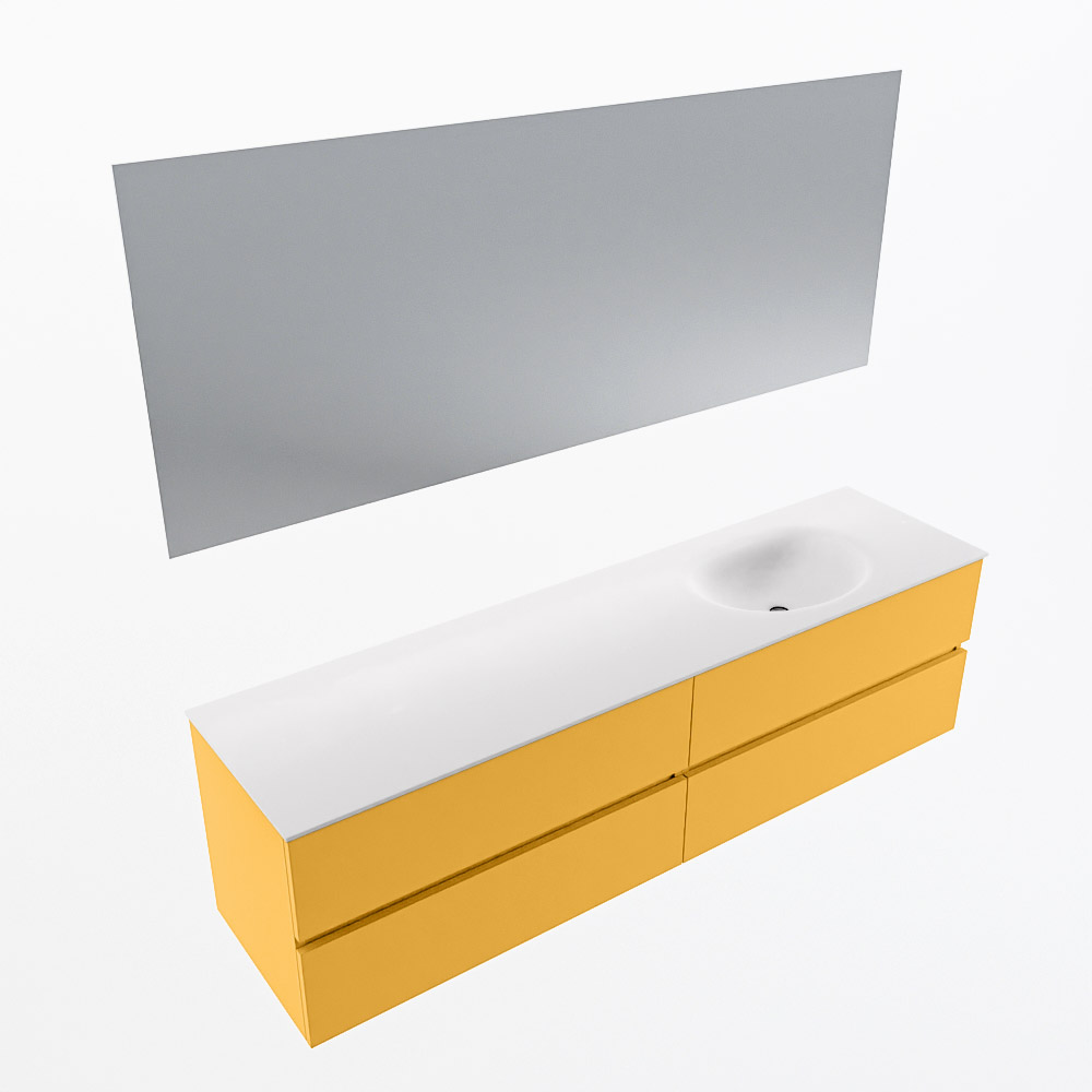 MONDIAZ VICA 180cm mueble de baño Ocher 4 cajones. Lavabo MOON Derecho sin orificio color Talc con espejo LED. 6 MONDIAZ VICA 180cm mueble de baño Ocher 4 cajones. Lavabo MOON Derecho sin orificio color Talc con espejo LED. - Imagen 6