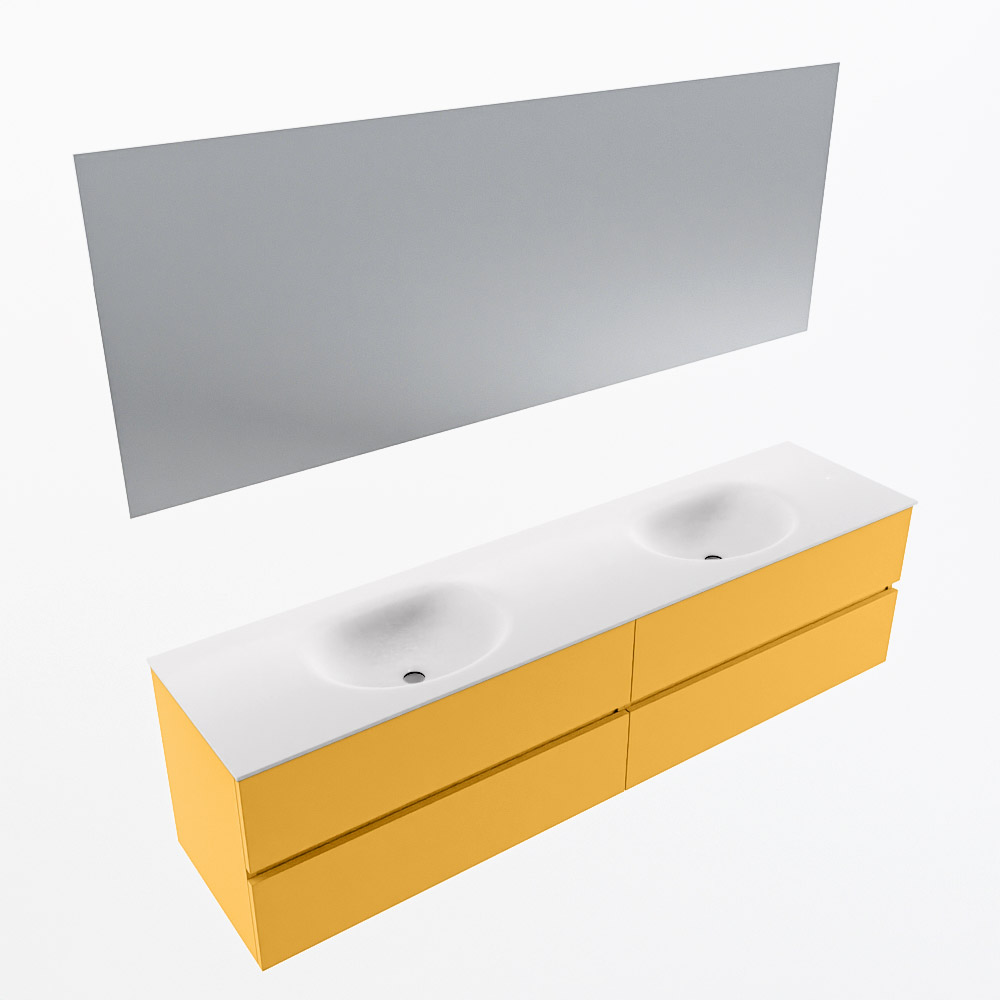 MONDIAZ VICA 190cm mueble de baño Ocher 4 cajones. Lavabo MOON Doble 2 orificios color Talc con espejo LED. 6 MONDIAZ VICA 190cm mueble de baño Ocher 4 cajones. Lavabo MOON Doble 2 orificios color Talc con espejo LED. - Imagen 6