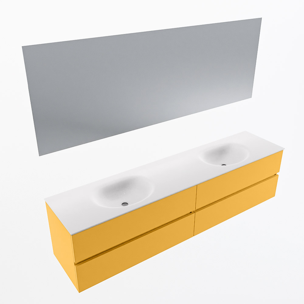 MONDIAZ VICA 200cm mueble de baño Ocher 4 cajones. Lavabo MOON Doble sin orificio color Talc con espejo LED. 6 MONDIAZ VICA 200cm mueble de baño Ocher 4 cajones. Lavabo MOON Doble sin orificio color Talc con espejo LED. - Imagen 6