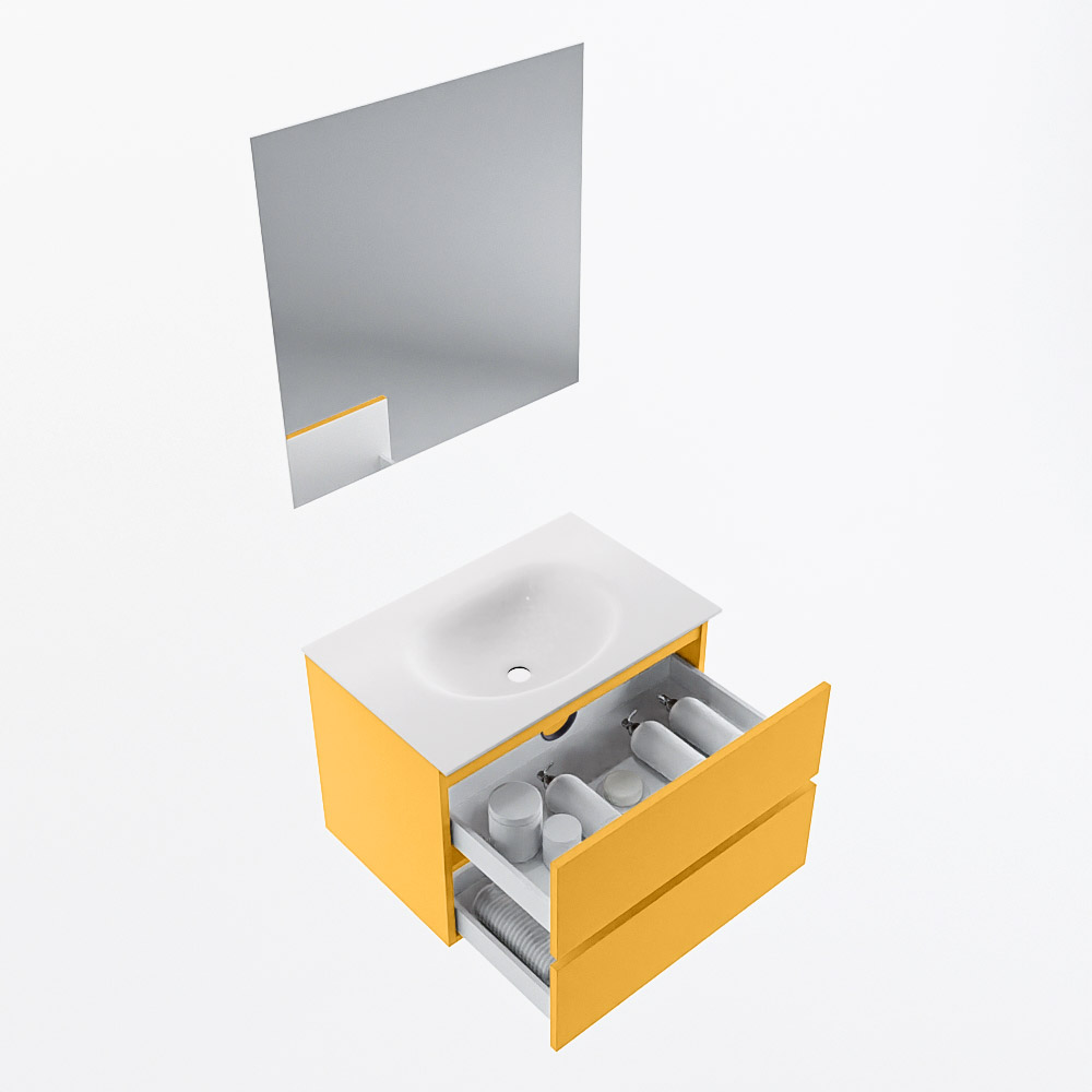 MONDIAZ VICA 70cm mueble de baño Ocher 2 cajones. Lavabo MOON Centro sin orificio color Talc con espejo LED. 7 MONDIAZ VICA 70cm mueble de baño Ocher 2 cajones. Lavabo MOON Centro sin orificio color Talc con espejo LED. - Imagen 7