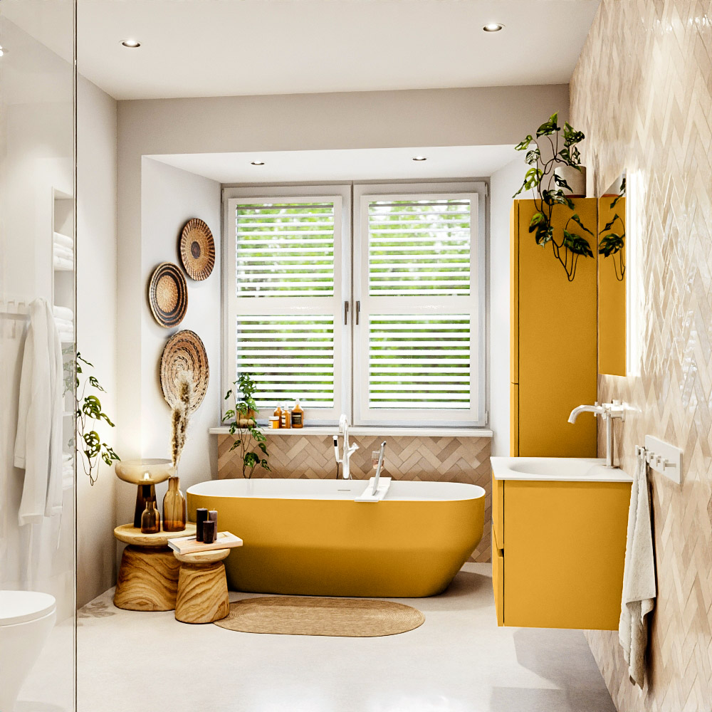 MONDIAZ VICA 60cm mueble de baño Ocher 2 cajones. Lavabo MOON Centro 1 orificio color Talc con espejo LED. 3 MONDIAZ VICA 60cm mueble de baño Ocher 2 cajones. Lavabo MOON Centro 1 orificio color Talc con espejo LED. - Imagen 3