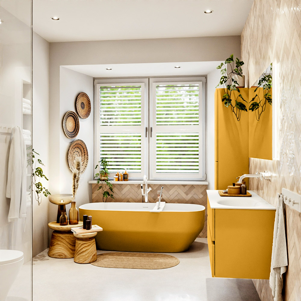 MONDIAZ VICA 120cm mueble de baño Ocher 4 cajones. Lavabo MOON Derecho sin orificio color Talc con espejo LED. 3 MONDIAZ VICA 120cm mueble de baño Ocher 4 cajones. Lavabo MOON Derecho sin orificio color Talc con espejo LED. - Imagen 3
