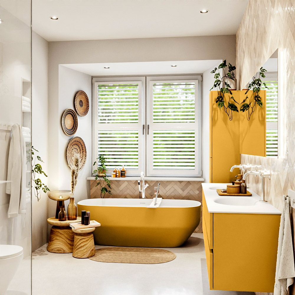 MONDIAZ VICA 190cm mueble de baño Ocher 4 cajones. Lavabo MOON Doble 2 orificios color Talc con espejo LED. 3 MONDIAZ VICA 190cm mueble de baño Ocher 4 cajones. Lavabo MOON Doble 2 orificios color Talc con espejo LED. - Imagen 3