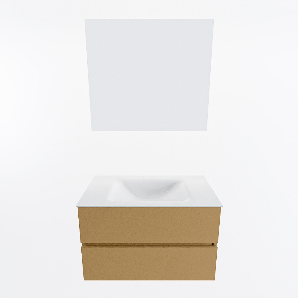 MONDIAZ VICA 80cm mueble de baño Oro 2 cajones. Lavabo CLOUD Centro sin orificio color Talc con espejo LED. 5 MONDIAZ VICA 80cm mueble de baño Oro 2 cajones. Lavabo CLOUD Centro sin orificio color Talc con espejo LED. - Imagen 5