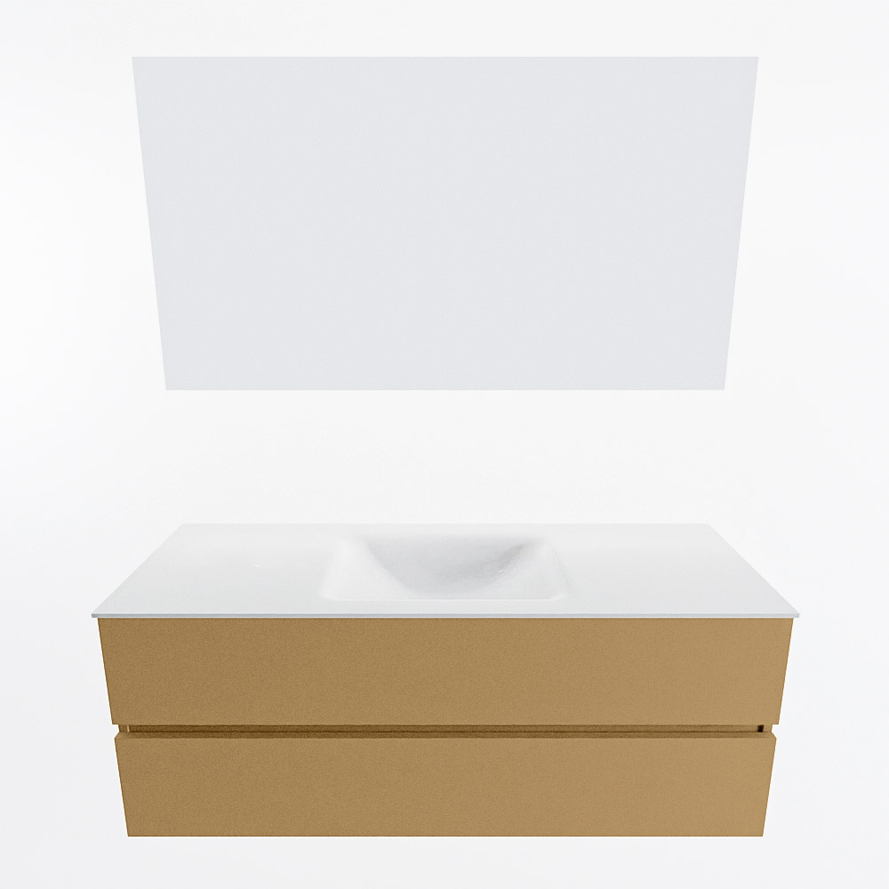 MONDIAZ VICA 130cm mueble de baño Oro 2 cajones. Lavabo CLOUD Centro 1 orificio color Talc con espejo LED. 4 MONDIAZ VICA 130cm mueble de baño Oro 2 cajones. Lavabo CLOUD Centro 1 orificio color Talc con espejo LED. - Imagen 5