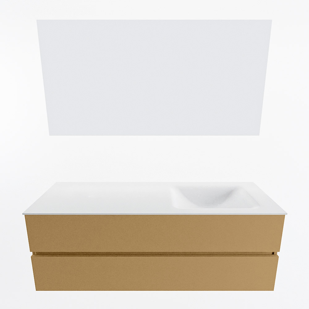 MONDIAZ VICA 140cm mueble de baño Oro 2 cajones. Lavabo CLOUD Derecho sin orificio color Talc con espejo LED. 4 MONDIAZ VICA 140cm mueble de baño Oro 2 cajones. Lavabo CLOUD Derecho sin orificio color Talc con espejo LED. - Imagen 5