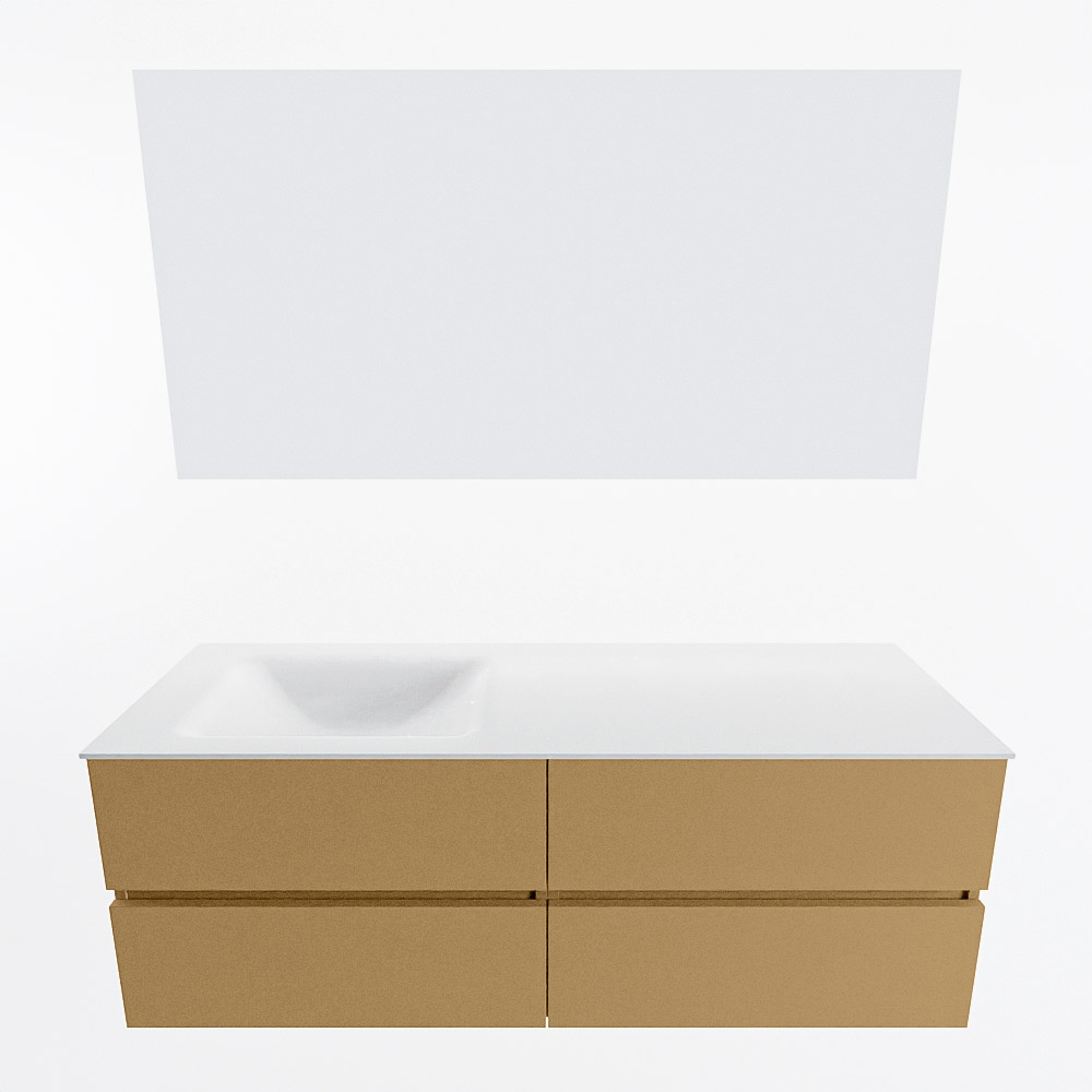 MONDIAZ VICA 140cm mueble de baño Oro 4 cajones. Lavabo CLOUD Izquierda 1 orificio color Talc con espejo LED. 4 MONDIAZ VICA 140cm mueble de baño Oro 4 cajones. Lavabo CLOUD Izquierda 1 orificio color Talc con espejo LED. - Imagen 5