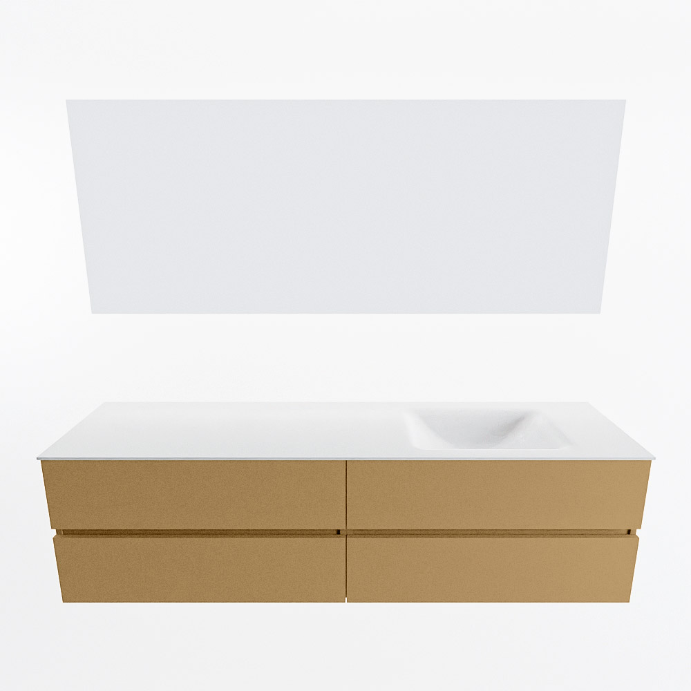 MONDIAZ VICA 180cm mueble de baño Oro 4 cajones. Lavabo CLOUD Derecho sin orificio color Talc con espejo LED. 5 MONDIAZ VICA 180cm mueble de baño Oro 4 cajones. Lavabo CLOUD Derecho sin orificio color Talc con espejo LED. - Imagen 5