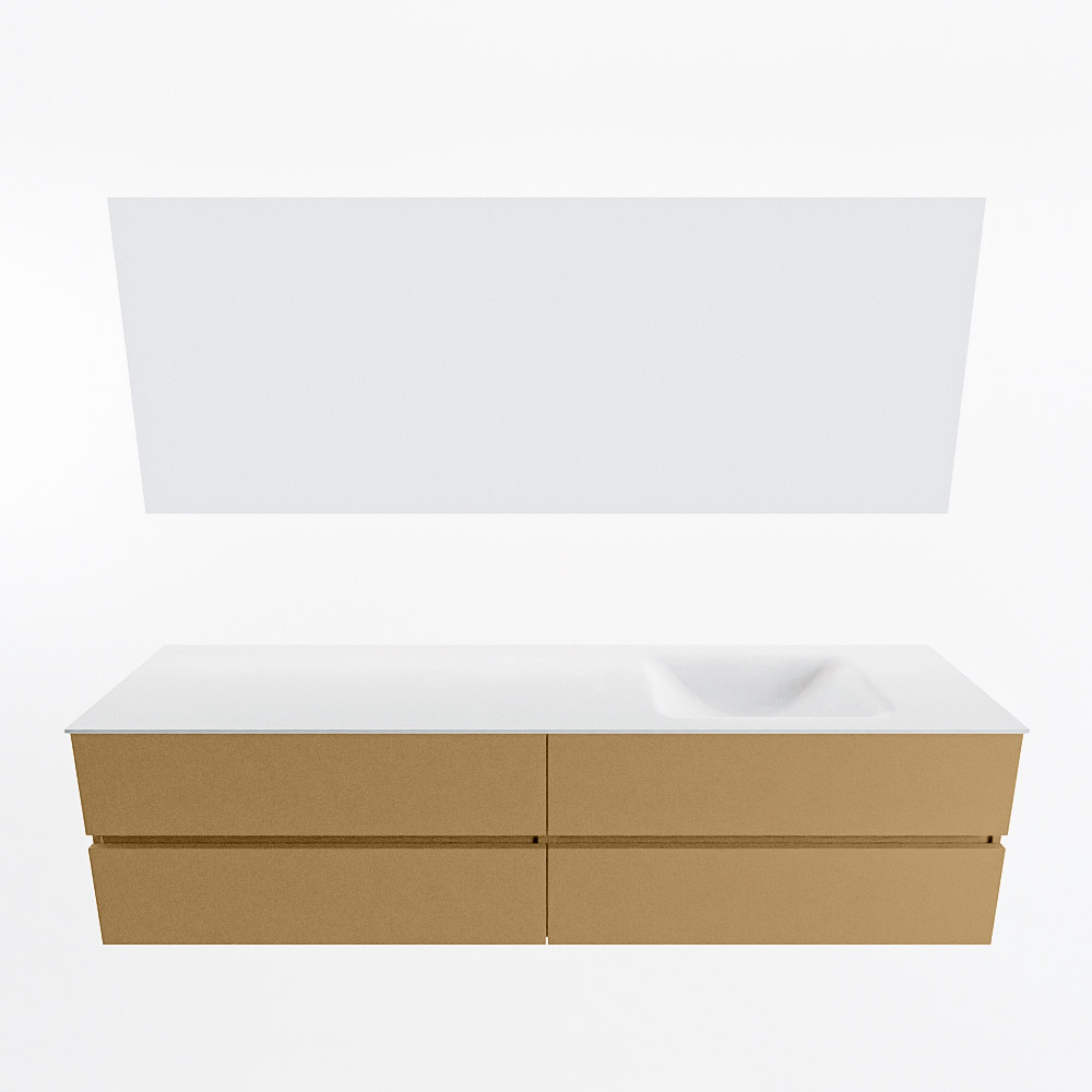 MONDIAZ VICA 190cm mueble de baño Oro 4 cajones. Lavabo CLOUD Derecho 1 orificio color Talc con espejo LED. 5 MONDIAZ VICA 190cm mueble de baño Oro 4 cajones. Lavabo CLOUD Derecho 1 orificio color Talc con espejo LED. - Imagen 5