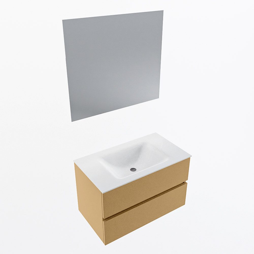 MONDIAZ VICA 80cm mueble de baño Oro 2 cajones. Lavabo CLOUD Centro sin orificio color Talc con espejo LED. 6 MONDIAZ VICA 80cm mueble de baño Oro 2 cajones. Lavabo CLOUD Centro sin orificio color Talc con espejo LED. - Imagen 6