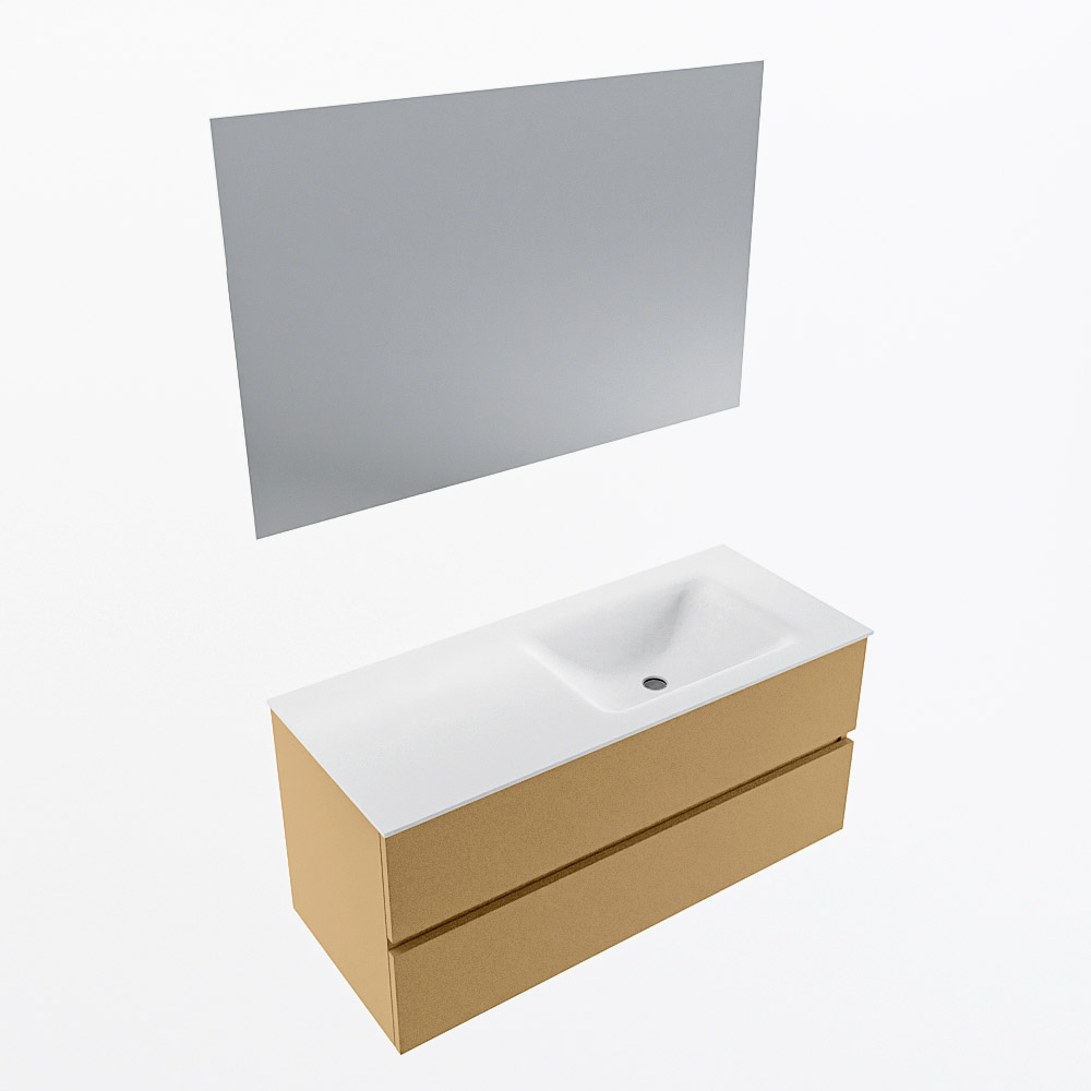 MONDIAZ VICA 110cm mueble de baño Oro 2 cajones. Lavabo CLOUD Derecho 1 orificio color Talc con espejo LED. 6 MONDIAZ VICA 110cm mueble de baño Oro 2 cajones. Lavabo CLOUD Derecho 1 orificio color Talc con espejo LED. - Imagen 6