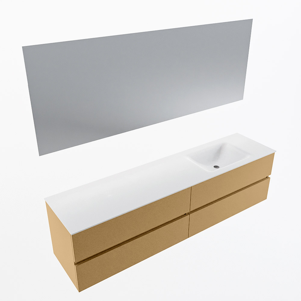 MONDIAZ VICA 190cm mueble de baño Oro 4 cajones. Lavabo CLOUD Derecho 1 orificio color Talc con espejo LED. 6 MONDIAZ VICA 190cm mueble de baño Oro 4 cajones. Lavabo CLOUD Derecho 1 orificio color Talc con espejo LED. - Imagen 6