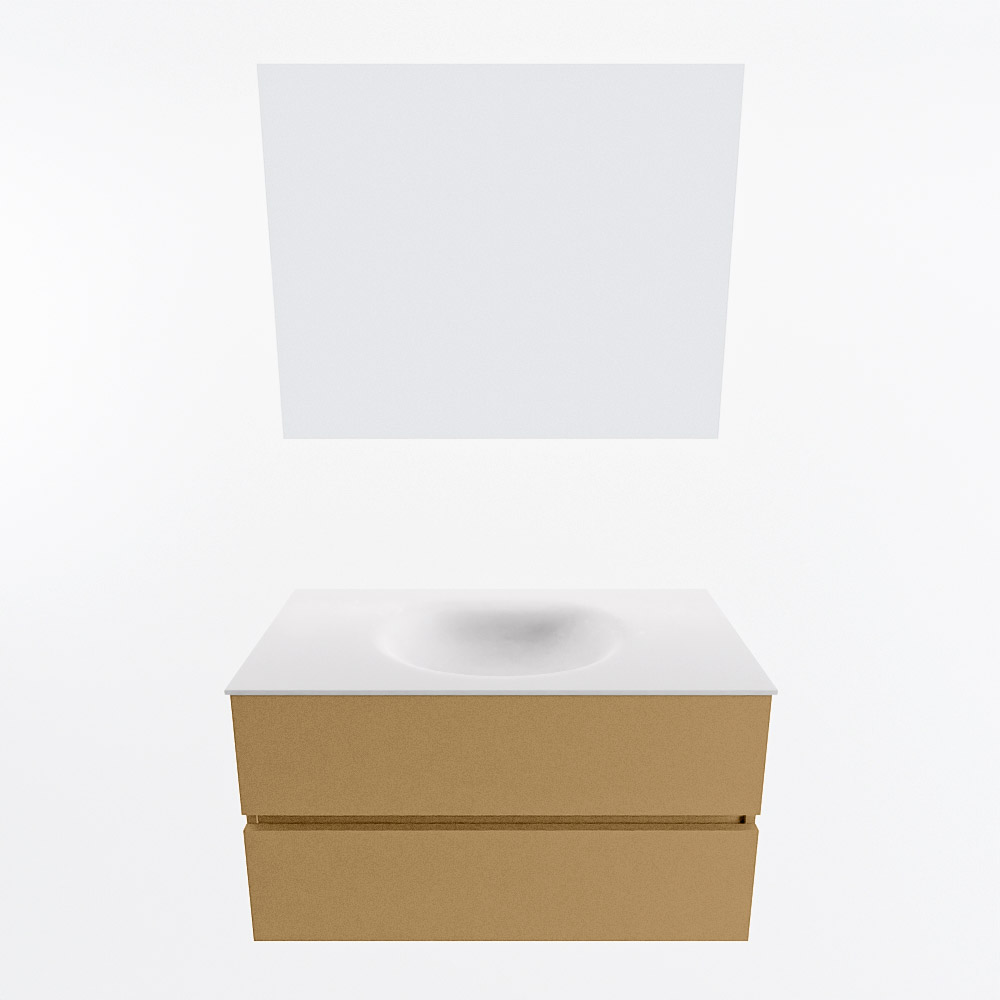 MONDIAZ VICA 90cm mueble de baño Oro 2 cajones. Lavabo MOON Centro sin orificio color Talc con espejo LED. 5 MONDIAZ VICA 90cm mueble de baño Oro 2 cajones. Lavabo MOON Centro sin orificio color Talc con espejo LED. - Imagen 5