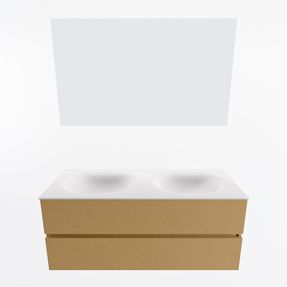 MONDIAZ VICA 120cm mueble de baño Oro 2 cajones. Lavabo MOON Doble sin orificio color Talc con espejo LED. 5 MONDIAZ VICA 120cm mueble de baño Oro 2 cajones. Lavabo MOON Doble sin orificio color Talc con espejo LED. - Imagen 5
