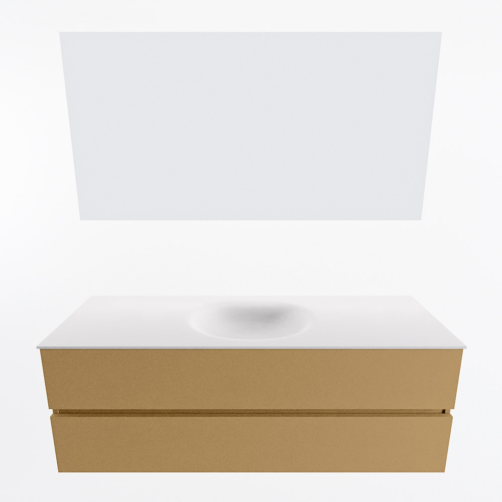 MONDIAZ VICA 140cm mueble de baño Oro 2 cajones. Lavabo MOON Centro 1 orificio color Talc con espejo LED. 5 MONDIAZ VICA 140cm mueble de baño Oro 2 cajones. Lavabo MOON Centro 1 orificio color Talc con espejo LED. - Imagen 5