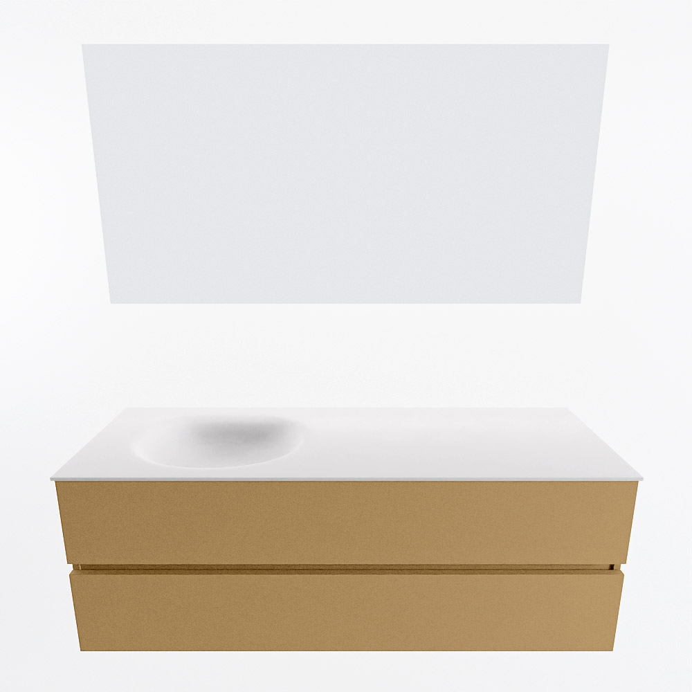 MONDIAZ VICA 140cm mueble de baño Oro 2 cajones. Lavabo MOON Izquierda sin orificio color Talc con espejo LED. 5 MONDIAZ VICA 140cm mueble de baño Oro 2 cajones. Lavabo MOON Izquierda sin orificio color Talc con espejo LED. - Imagen 5