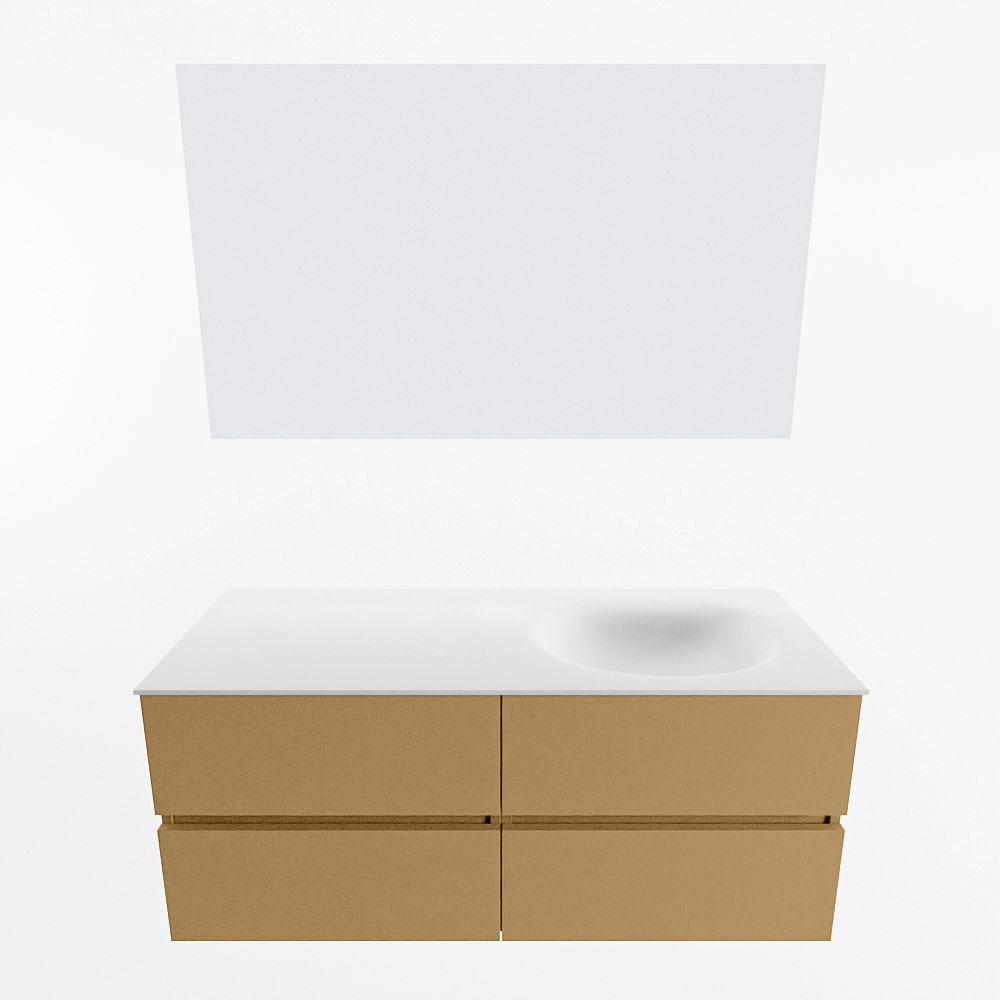 MONDIAZ VICA 120cm mueble de baño Oro 4 cajones. Lavabo MOON Derecho 1 orificio color Talc con espejo LED. 5 MONDIAZ VICA 120cm mueble de baño Oro 4 cajones. Lavabo MOON Derecho 1 orificio color Talc con espejo LED. - Imagen 5