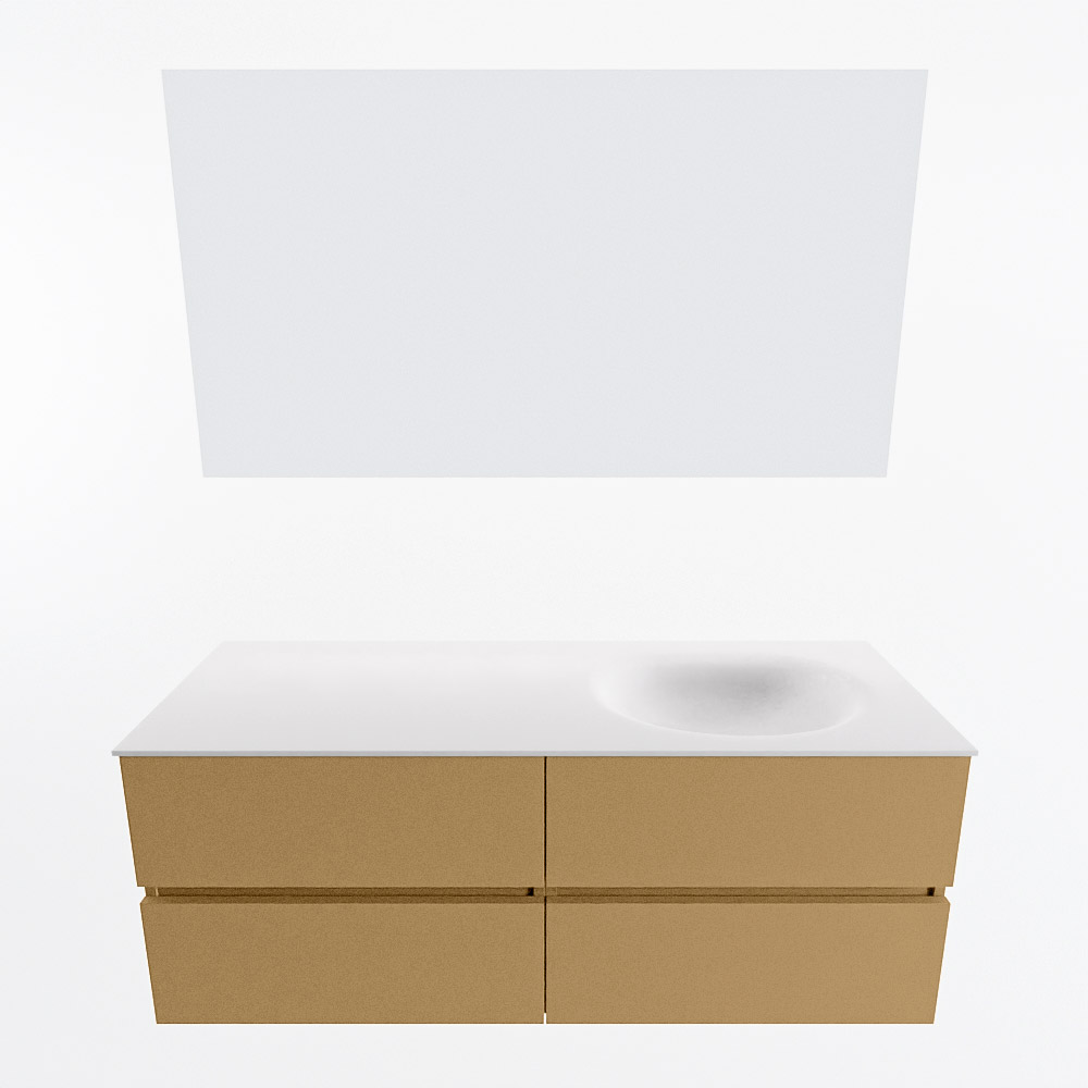 MONDIAZ VICA 130cm mueble de baño Oro 4 cajones. Lavabo MOON Derecho sin orificio color Talc con espejo LED. 4 MONDIAZ VICA 130cm mueble de baño Oro 4 cajones. Lavabo MOON Derecho sin orificio color Talc con espejo LED. - Imagen 5