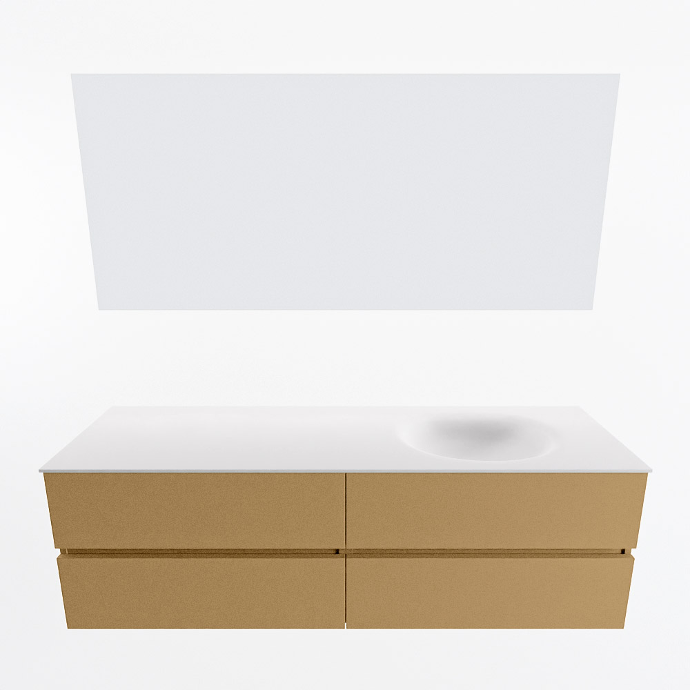 MONDIAZ VICA 160cm mueble de baño Oro 4 cajones. Lavabo MOON Derecho 1 orificio color Talc con espejo LED. 5 MONDIAZ VICA 160cm mueble de baño Oro 4 cajones. Lavabo MOON Derecho 1 orificio color Talc con espejo LED. - Imagen 5