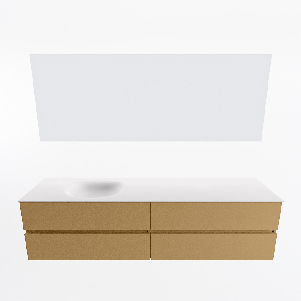 MONDIAZ VICA 190cm mueble de baño Oro 4 cajones. Lavabo MOON Izquierda 1 orificio color Talc con espejo LED. 5 MONDIAZ VICA 190cm mueble de baño Oro 4 cajones. Lavabo MOON Izquierda 1 orificio color Talc con espejo LED. - Imagen 5