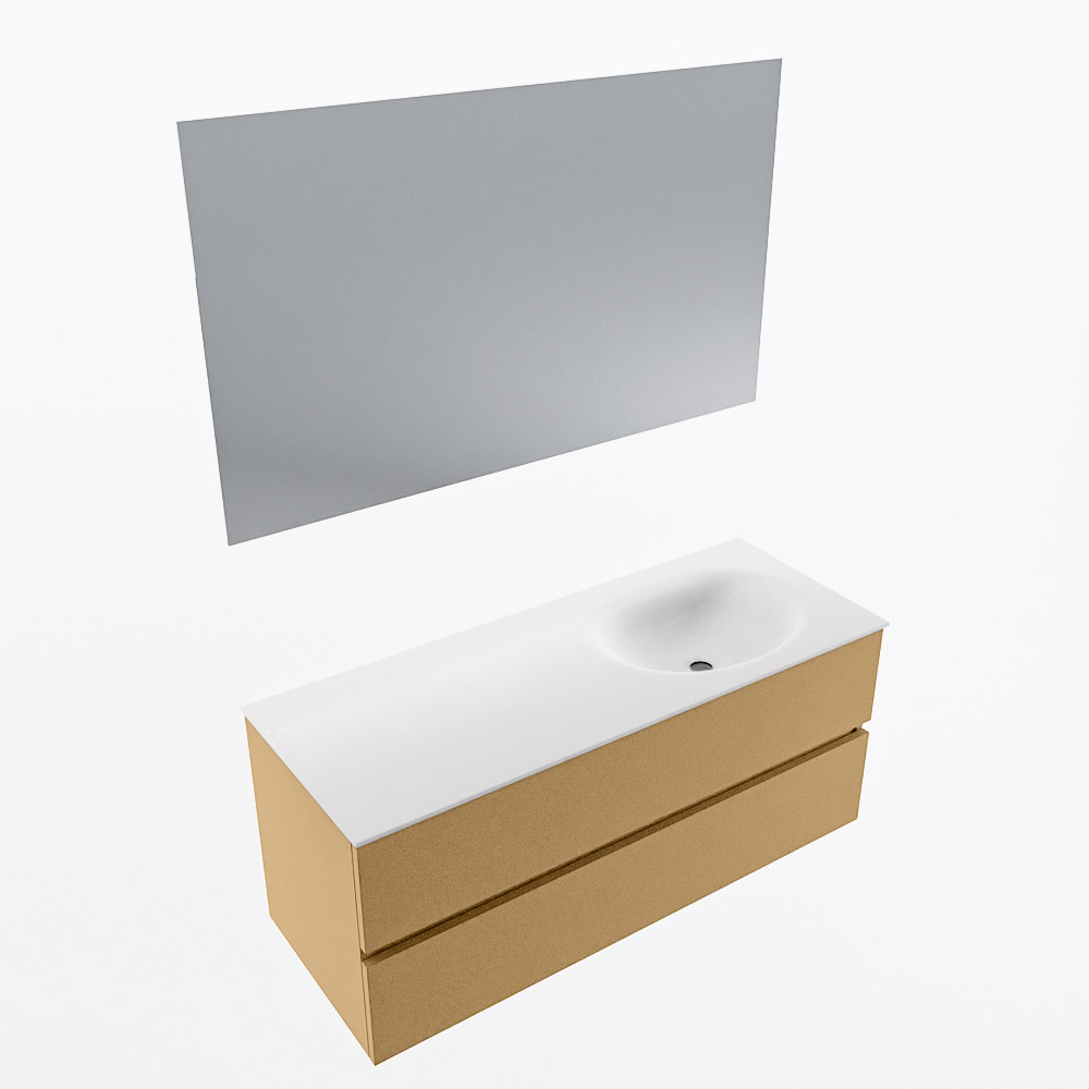 MONDIAZ VICA 120cm mueble de baño Oro 2 cajones. Lavabo MOON Derecho sin orificio color Talc con espejo LED. 6 MONDIAZ VICA 120cm mueble de baño Oro 2 cajones. Lavabo MOON Derecho sin orificio color Talc con espejo LED. - Imagen 6